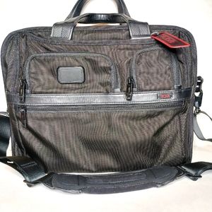 TUMI Black Ballistic Nylon Carry On Messenger Bag Expandable Laptop Tote